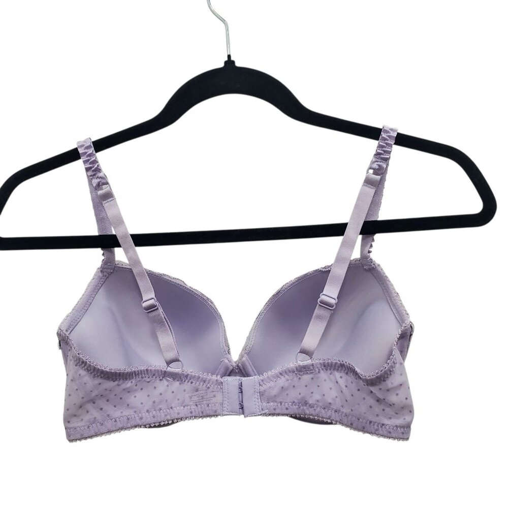 Affinitas Intimates Lilac Purple‎ Embroidered Lace Ruffle Strap Push Up Demi 36B - Picture 5 of 5